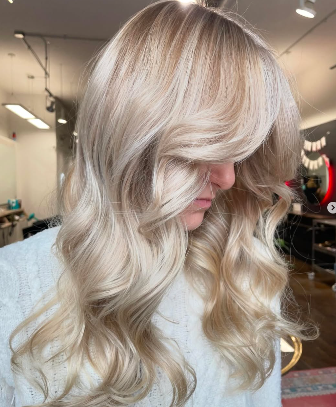 Soft platinum waves, color by Christina at Good Beauty Chicago